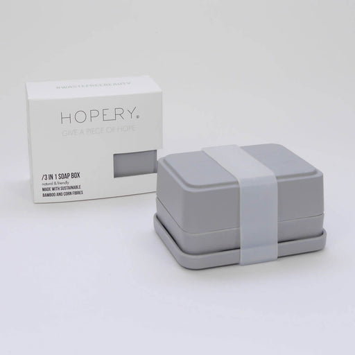 Hopery 3 in 1 bamboo Soap Box grey