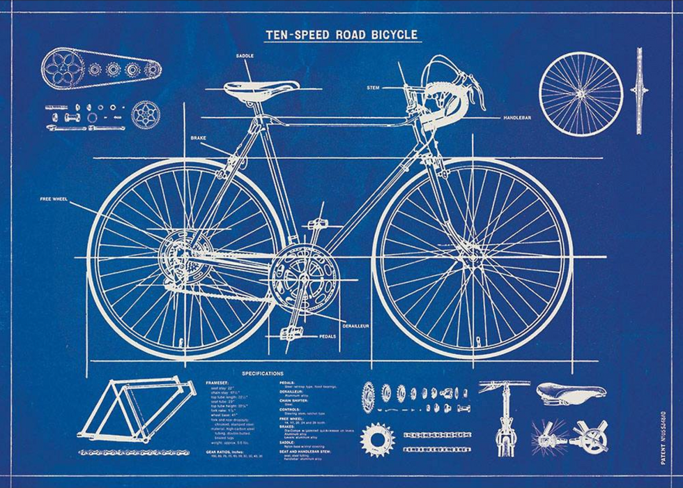 Cavallini Geschenkpapier/Poster Ten-Speen Road Bicycle