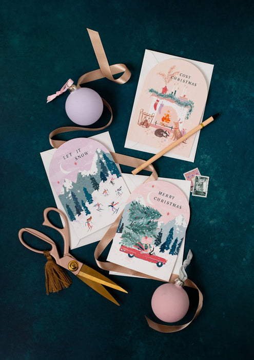 Grußkarte - Weihnachtskarte mit gemütlichem Kamin