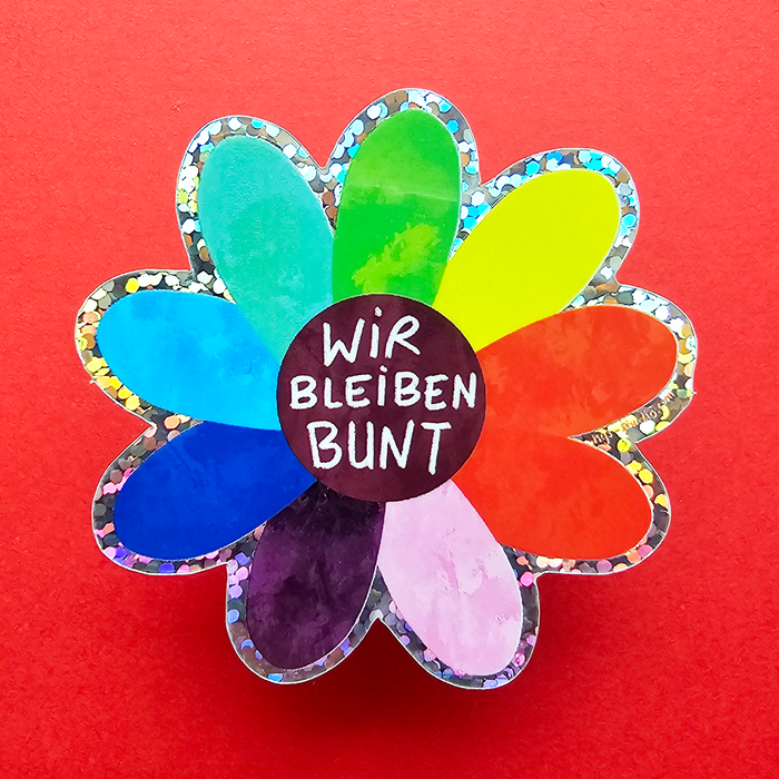Sticker Wir bleiben Bunt groß – Vielfalt Glitzer