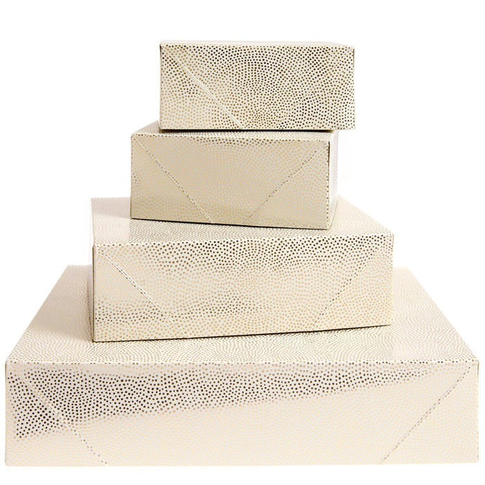 Papierschachtel Set Pünktchen, Gold, 4 Stück
