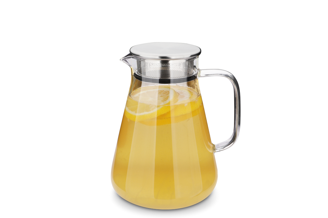 Karaffe / Teekanne aus Borosilikatglas mit Filter im Deckel - 1,2 l