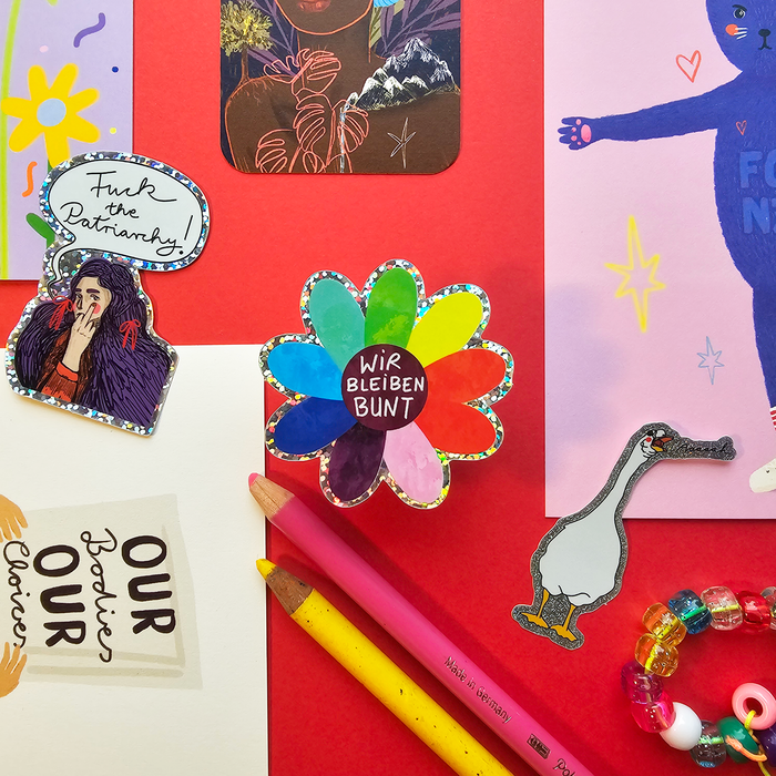 Sticker Wir bleiben Bunt groß – Vielfalt Glitzer