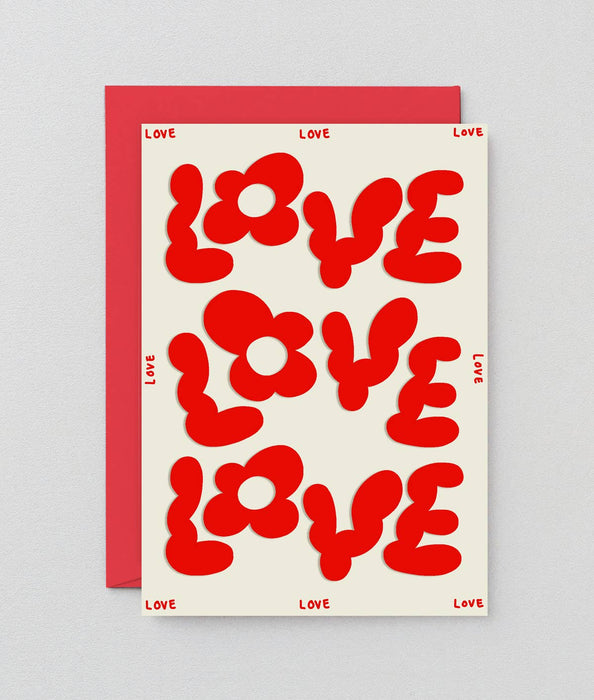 Grußkarte mit Prägung „Love Love Love“