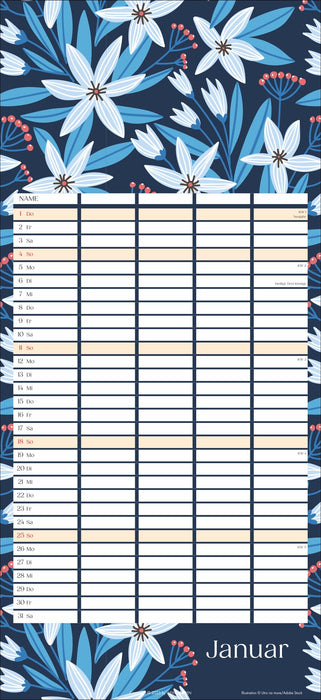Floral Total Familienplaner 2026