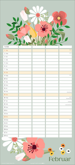 Floral Total Familienplaner 2026