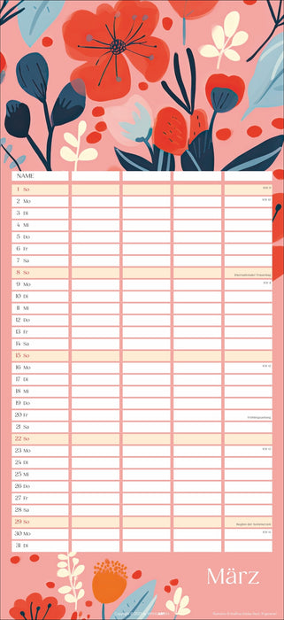 Floral Total Familienplaner 2026