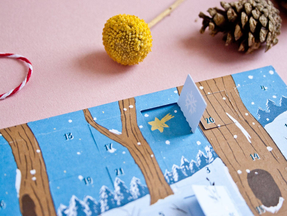 Adventskalender Postkarte Winterwald