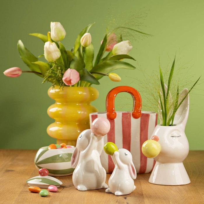 Vase gestreift aus Glas, Gelb/Apricot