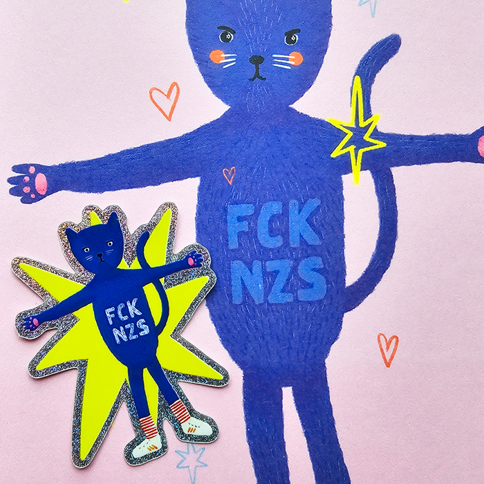 Sticker FCK NZS Katze – Vinyl Glitzer Statement
