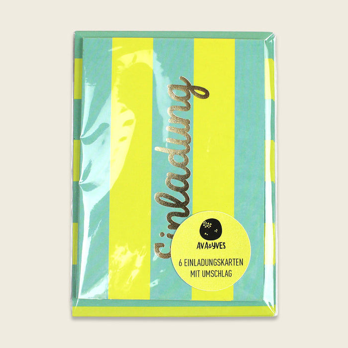 Ava & Yves Einladungskarten Set - Mint / Gelb
