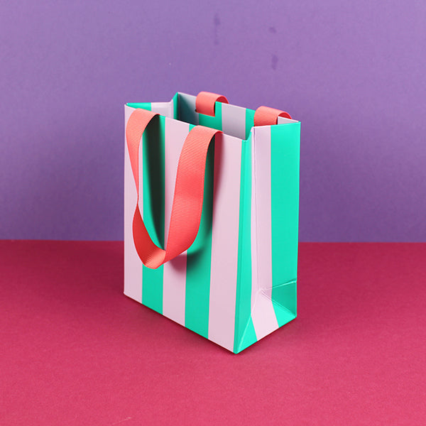 Ava & Yves Geschenktüte Stripes S Flieder-Mint-Koralle