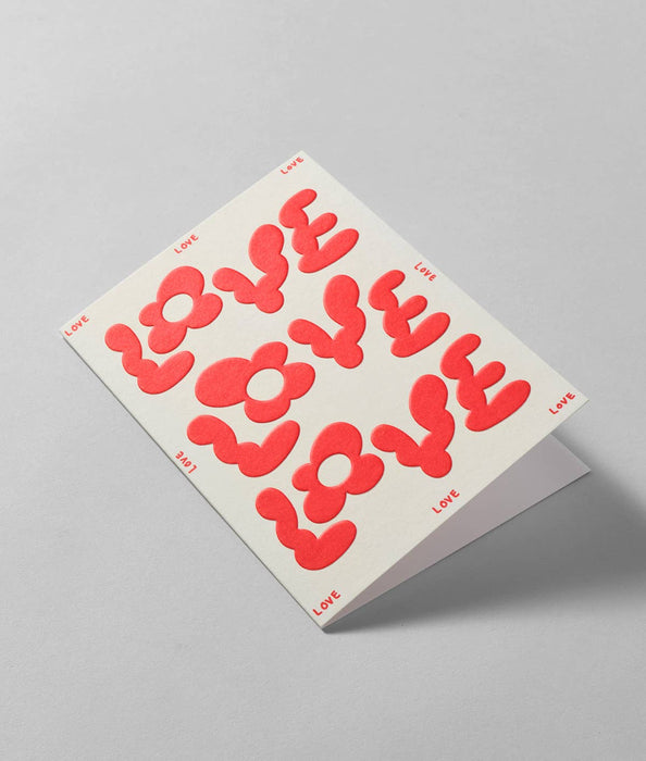 Grußkarte mit Prägung „Love Love Love“