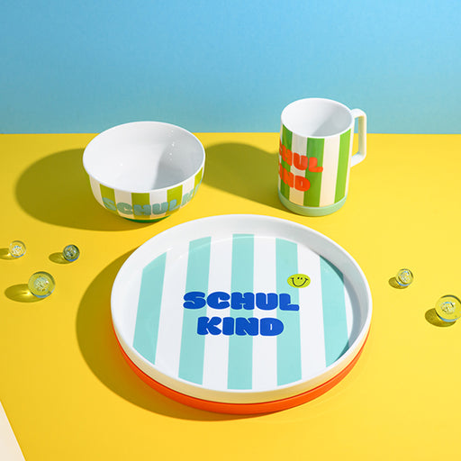 Ava & Yves Porzellanset Schulkind Stripes Blau