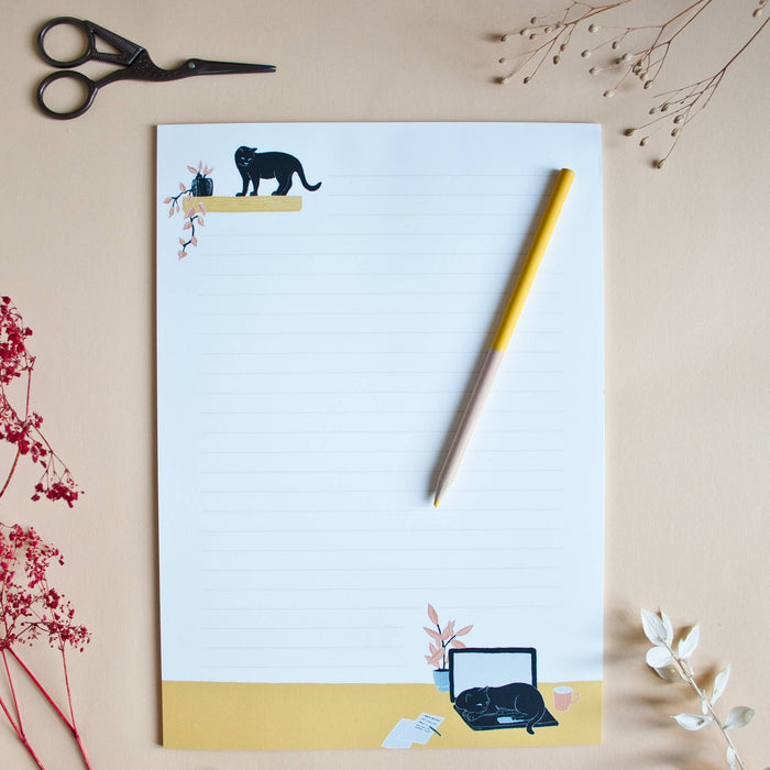 Briefpapier Set Katzen, Briefblock A4 & 10 Briefumschläge