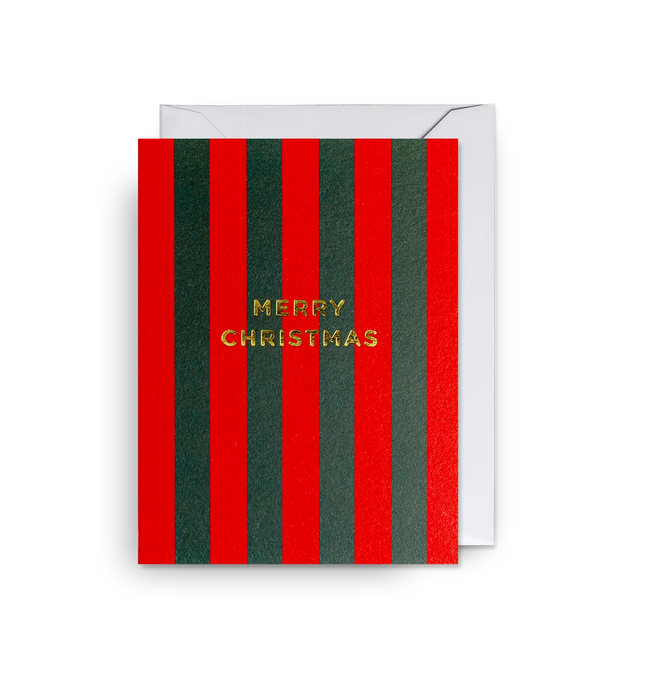 Grußkarte Weihnachten - Merry Christmas Stripes Red & Green