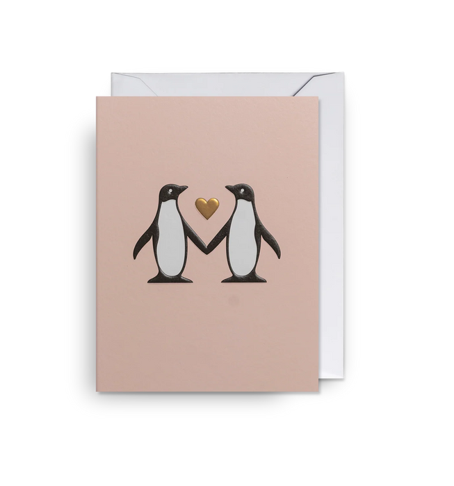 Grußkarte - Love Heart Penguins Mini by Kelly Hyatt