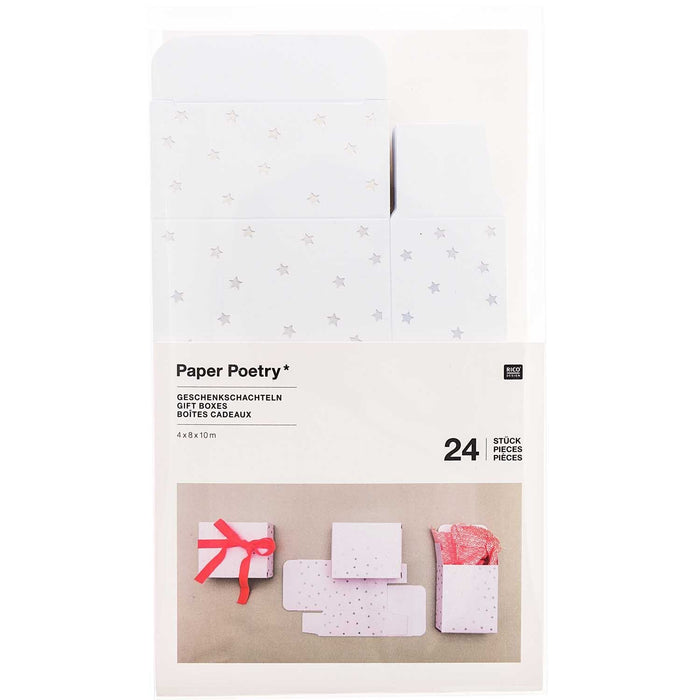 Adventskalender boxen Set 24-teilig / Wieß & Irisierend
