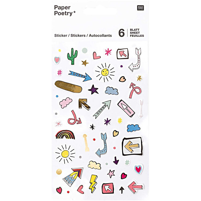 Paper Poetry Sticker Pfeile, 6 Blatt