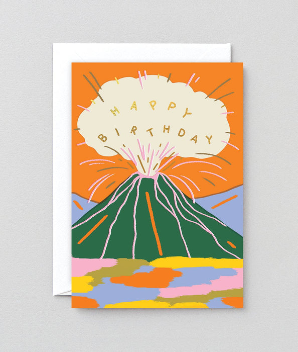 'Birthday Volcano' Folierte Grußkarte