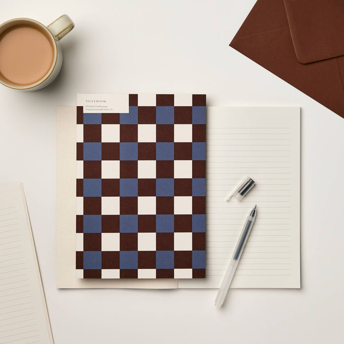 Notizbuch A5 Liniert, Blanko Burgund/Blaue Kachel