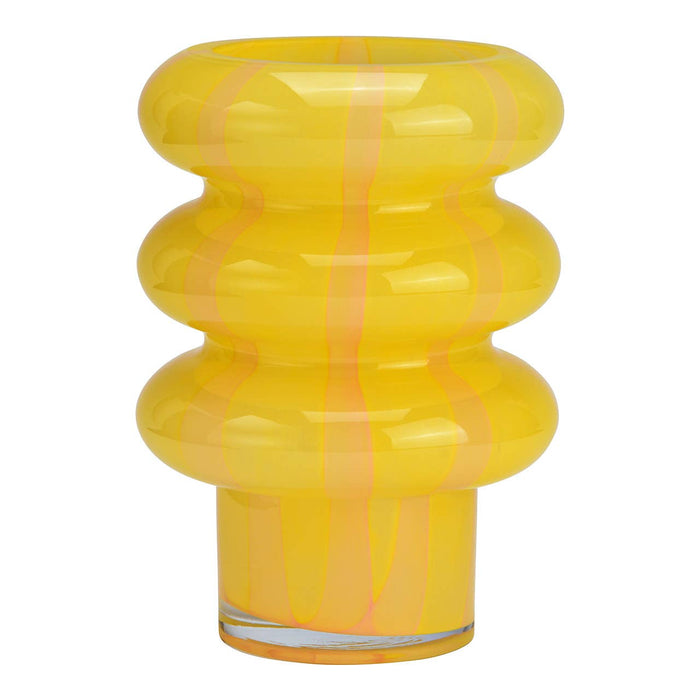 Vase gestreift aus Glas, Gelb/Apricot