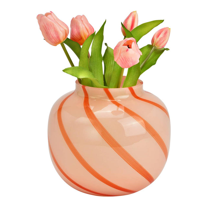 Vase gestreift aus Glas, Pink/Rot