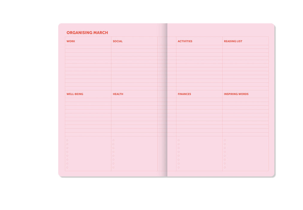 Diary Spiral Organiser 2027 - Checkered Pink Red