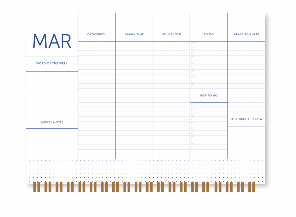 A-Journal Family Calendar - Flow Blue - A4
