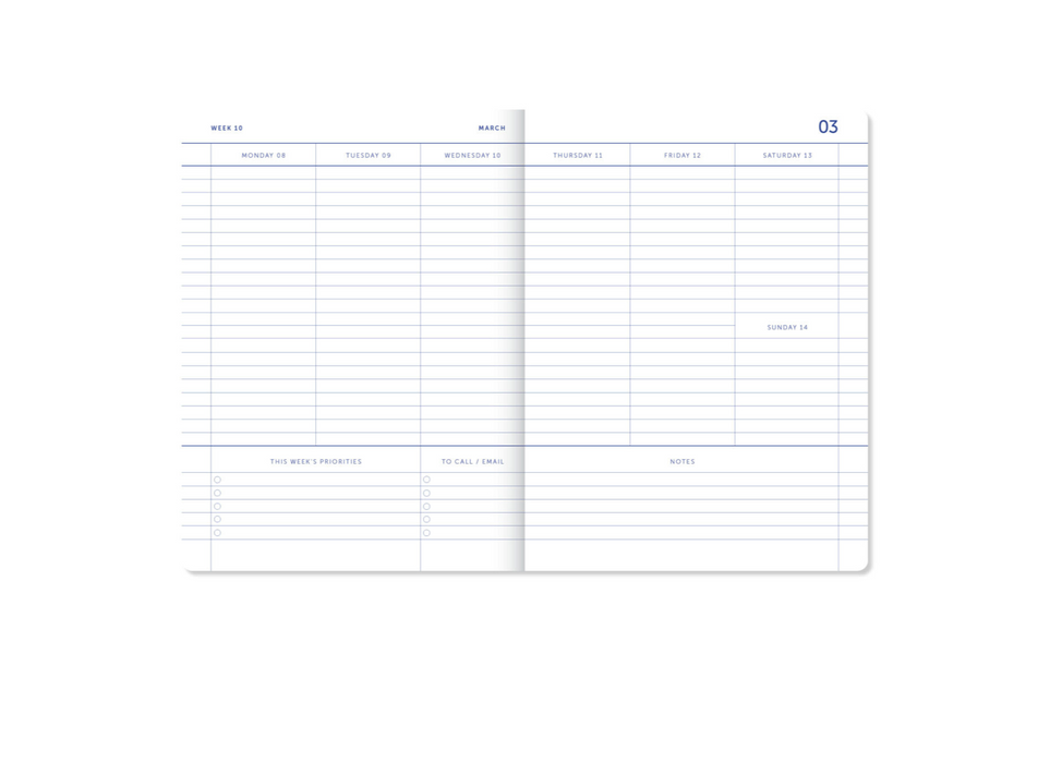 A-Journal Stationery My Journal Diary - A6 - 2027 - Checked Blue/Vanilla/Chocolate