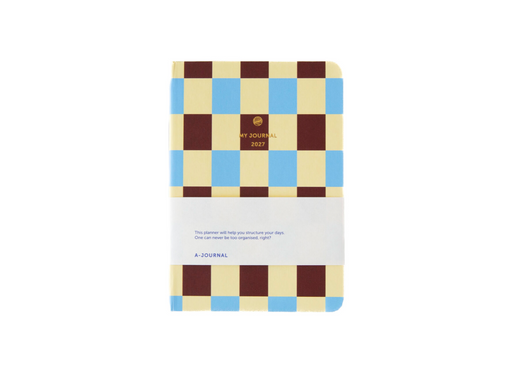 A-Journal Stationery My Journal Diary - A6 - 2027 - Checked Blue/Vanilla/Chocolate