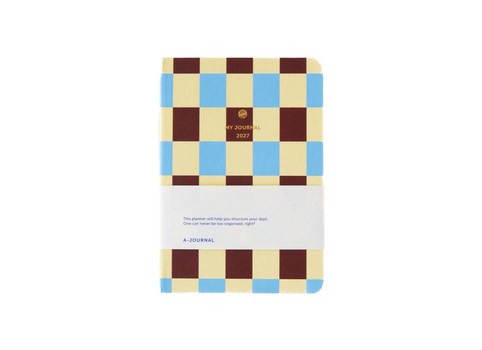 A-Journal Stationery My Journal Diary - A6 - 2027 - Checked Blue/Vanilla/Chocolate