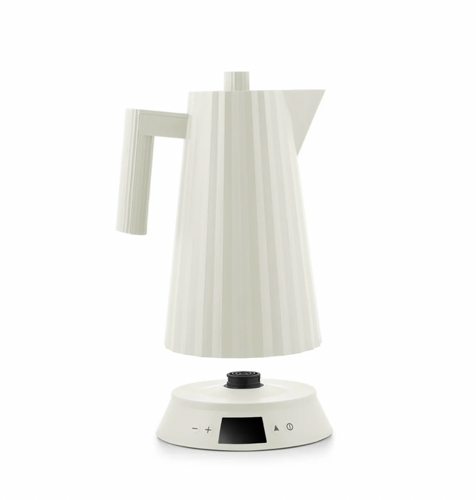 Alessi Elektrischer Wasserkocher "Plissé" mit Temperaturvorwahl - Weiss