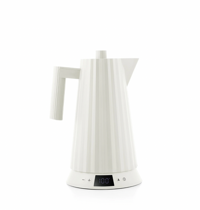 Alessi Elektrischer Wasserkocher "Plissé" mit Temperaturvorwahl - Weiss