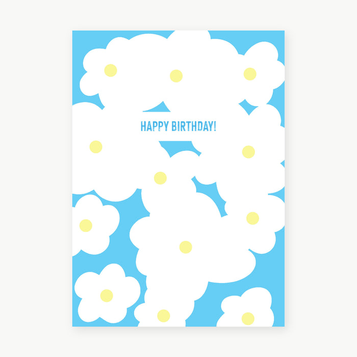 Postkarte - Happy Birthday white Flower