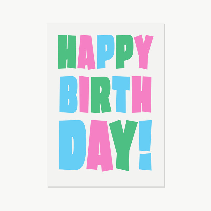 Postkarte - Happy Birthday bunt
