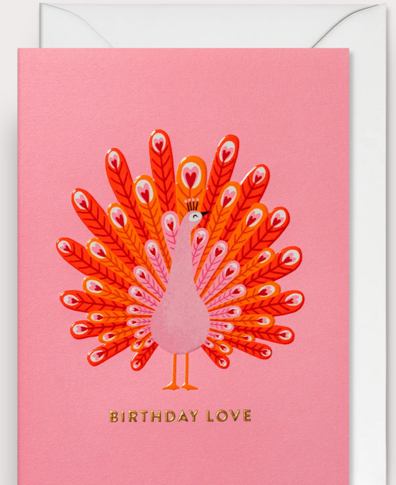 Grußkarte Geburtstag - Lagom Pink Peacock Birthday Love by Ruby Taylor
