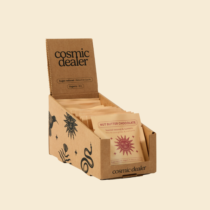 Cosmic Dealer Nussbutter-Schokolade – Kokos & Kurkuma (Einzelportion)