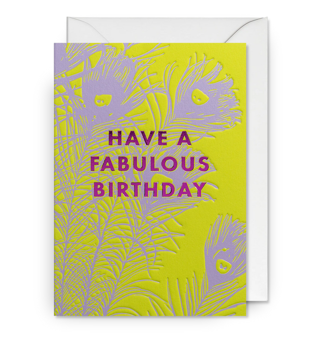 Grußkarte - Florence Broadhurst Peacock Feathers Have a Fabulous Birthday