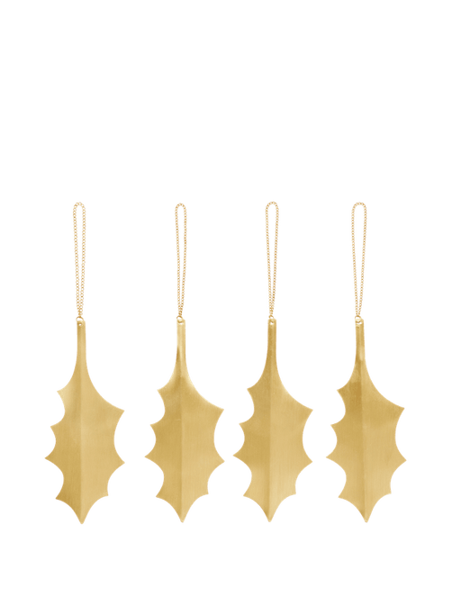 Ferm Living Holly Leaf Brass Ornaments - Messing - Set of 4