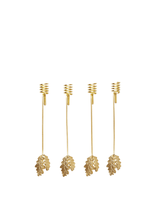 Ferm Living Oak Leaf Christmas Tree Holders / Baumkerzenhalter - Messing - Set of 4