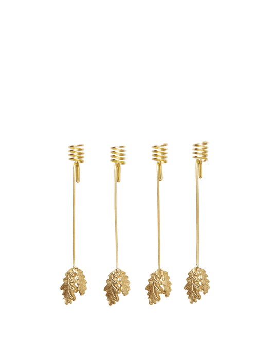 Ferm Living Oak Leaf Christmas Tree Holders / Baumkerzenhalter - Messing - Set of 4
