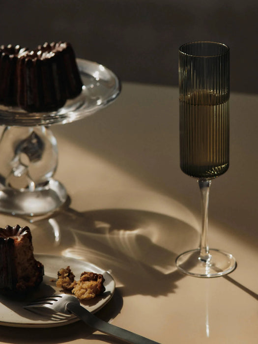 Ferm Living Ripple Champagne Flutes - Set of 2 - Smoked Grey