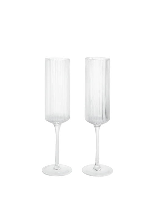 Ferm Living Ripple Champagne Flutes - Set of 2 - Transparent