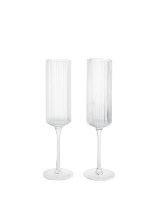 Ferm Living Ripple Champagne Flutes - Set of 2 - Transparent