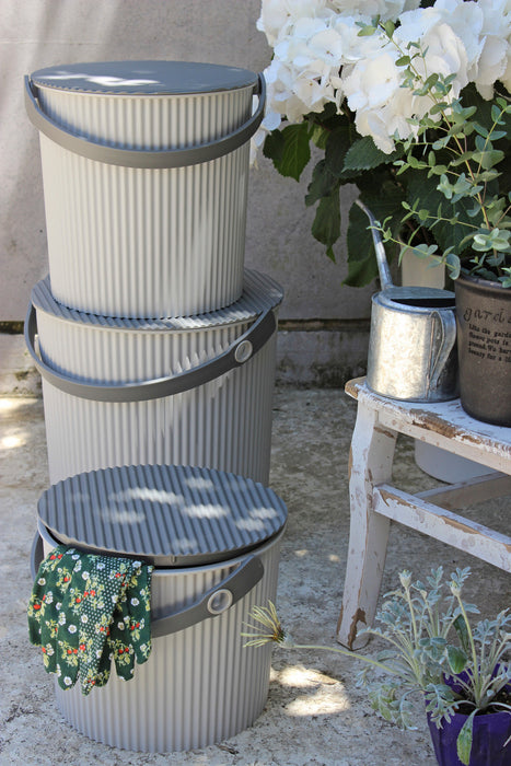 Hachiman - Omnioutil Eimer L - 10 l - Hellgrau/grauer Deckel