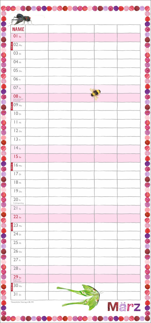 Heye Die kleine Raupe Nimmersatt Familienplaner 2026