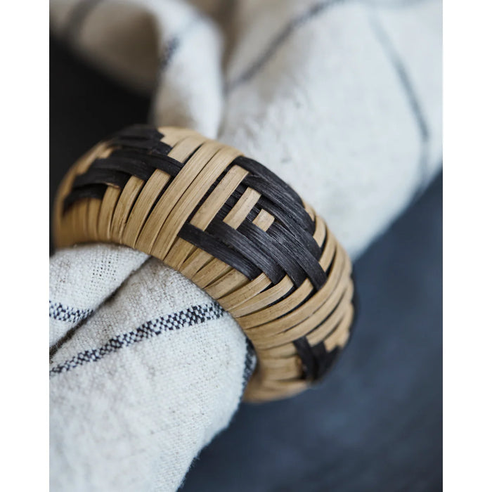 House Doctor Serviettenringe HDbam - 4er Set - Natur/Schwarz