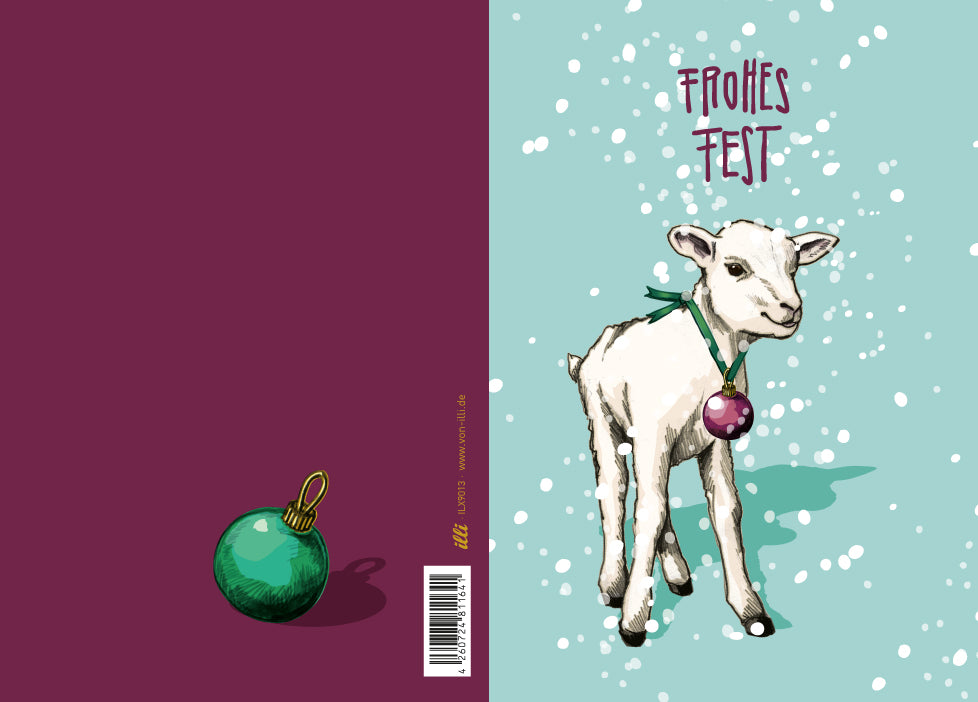 Grußkarte Frohe Weihnachten Lamm — Schwesterherz & Küchenliebe