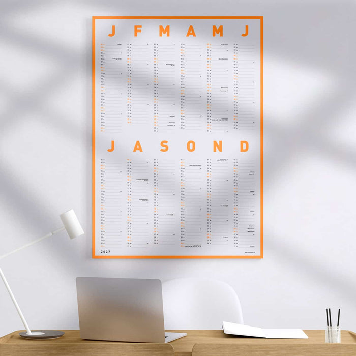 *JAHRESDUO* Wandkalender 2027 neonorange